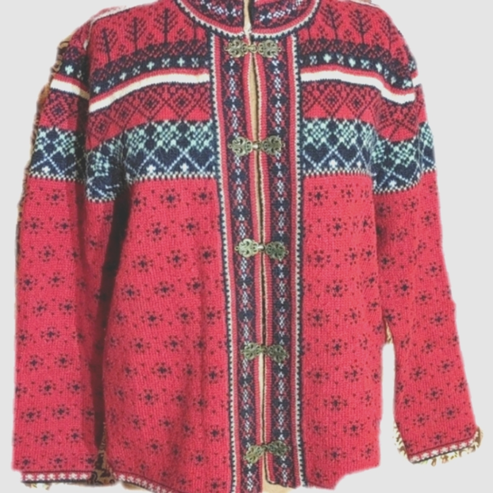 Vintage Scandinavian style cardigan wool sweater